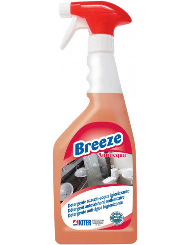 BREEZE ANTIACQUA ML 750 KITER Detergente sanificante anticalcare con effetto scaccia-acqua per ceramica e acciaio